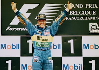 Michael Schumacher on the podium in 1995