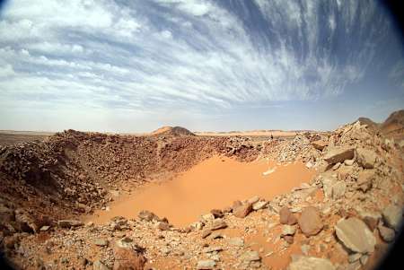 Kamil Crater is a 45m diameter, 3m-high crater discovered in 2008 in Egypt.