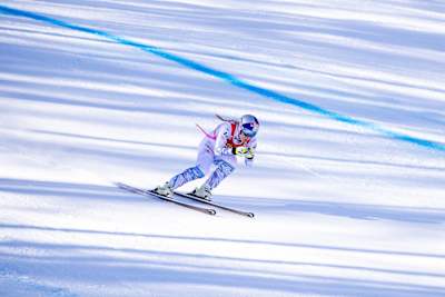 Lindsey Vonn during the Downhill Race at FIS Alpine Ski World Cup in 2019