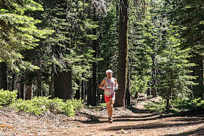 Ryan Sandes running in the Western States 100 with his custom Salomon shoes.