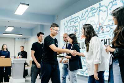 National winners are seen on stage during the Red Bull Basement National Final in Almaty, Kazakhstan on November 3, 2024.