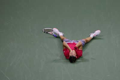 Dominic Thiem después de lograr el punto que le dio la victoria en el US Open 2020.