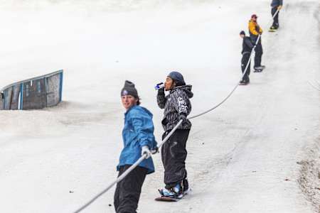 Zeb Powell during Red Bull Slide In Tour 2024 at Pine Knob Ski Area 