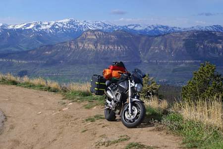 Motorbike on Beartooth highway, USA.