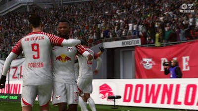 RB Leipzig players cheer in EA FC 24.