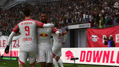 RB Leipzig players cheer in EA FC 24.
