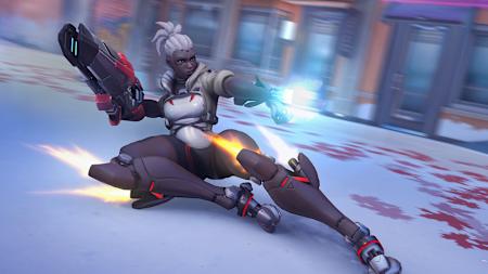 Screenshot aus Overwatch 2 zeigt Sojourn beim Sliden