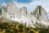 A photo of Langkofel mountain in in Val di Fassa, Italy on June 28, 2018.