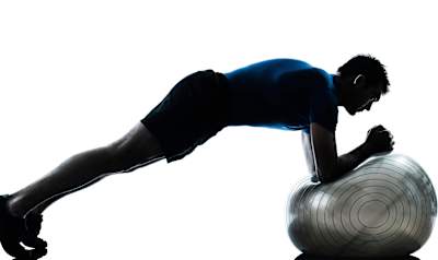 Swiss ball punch out exercise 