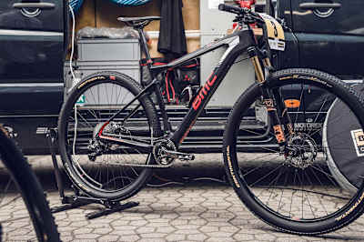 UCI XCO World Champion Julien Absalon's BMC Double Threat 2015 XCO bike pictured at the Albstadt, Germany round