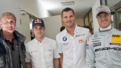David Coulthard, Miguel Molina, Martin Tomczyk und Ralf Schumacher beim DTM-Lauf am Red Bull Ring in Spielberg, 2012.