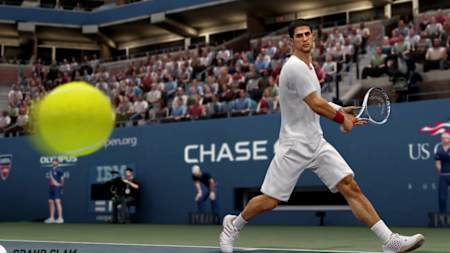Captura de pantalla de Grand Slam Tennis 2 que muestra a Novak Djokovic.