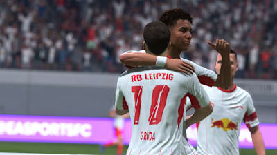 Brajan Gruda von RB Leipzig bejubelt ein Tor in EA FC 27.