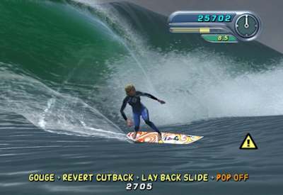 Una captura de pantalla del juego de Kelly Slater's Pro Surfer.