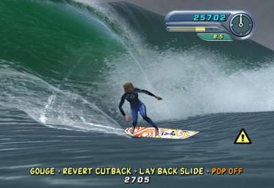 A screenshot of Kelly Slater's Pro Surfer game.