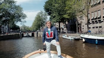 Hubertus von Hohenlohe on a boat in Amsterdam.