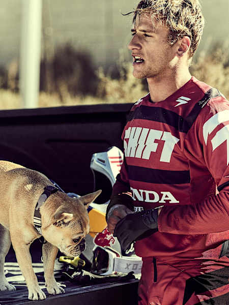 Roczen’s French bulldog, Rio, is a regular spectator at most of his training sessions.