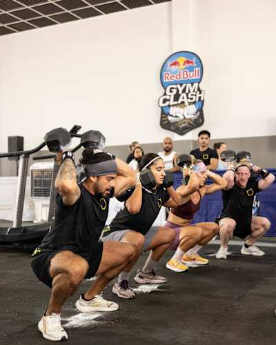 Competitors perform during Red Bull Gym Clash at Dubai Civil Defence in Dubai, United Arab Emirates, on June 28th, 2025.