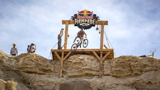 Brandon Semenuk rides his bike at Red Bull Rampage in Virgin, Utah, USA on October 20, 2022.