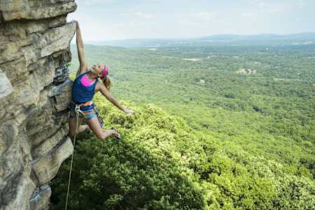 Sasha Digiulian climbs at the Shawangunks in New Paltz, NY on June 20, 2016