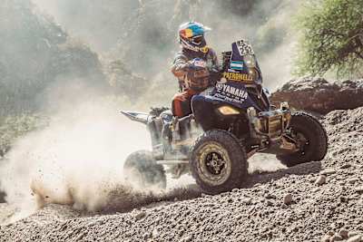 Marcos Patronelli kicks up some gravel