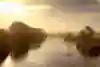 Swimming the River Stour in England at sunset