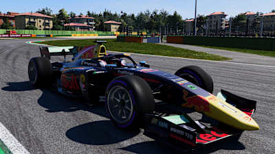 La captura de pantalla de F1 23 muestra un coche de carreras de Fórmula 2 en Imola.