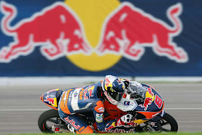 Moto3 rider Jack Miller takes a corner on his Red Bull KTM at the Indianapolis GP