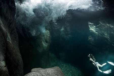 Marie-France Roy diving on Vancouver Island, BC.