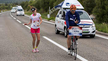 Image Description: Nikolina Sustic Slonica celebrates during the Wings for Life World Run in Zadar, Croatia on May 3, 2015.