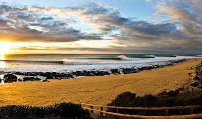 Waves break at Jeffreys Bay in South Africa.
