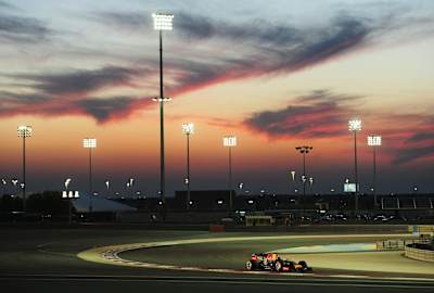 Sebastian Vettel driving during day four of 2014 Formula One Winter Testing at the Bahrain International Circuit in Bahrain