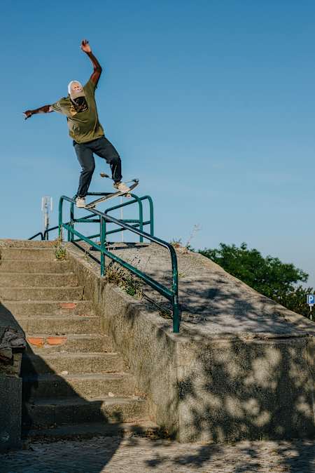 Zion Wright does a BS bluntslide while filming YOU GOOD? in Portugal May 28 to 3 June, 2019