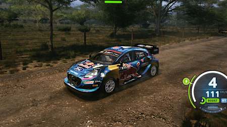 Screenshot from EA Sports WRC shows the Ford Puma1 in Kenya