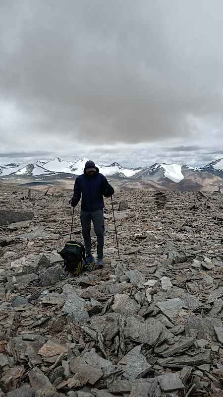 Kieren D'Souza at the summit of Mount Yalung Nong South in Ladakh.