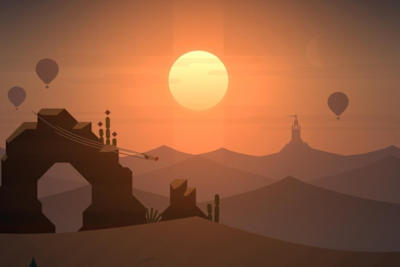 A screenshot from the Alto’s Odyssey mobile game trailer