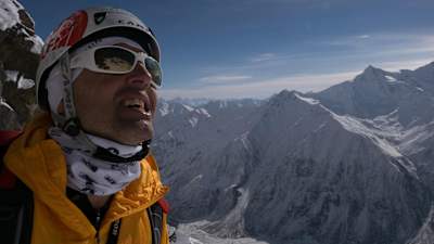 Simone Moro enjoying the view at the Nanga Parbat.
