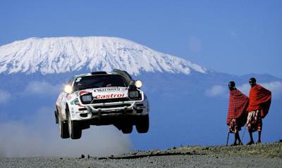 Juha Kankkunen shows off at the Safari Rally