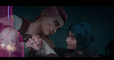 League of Legends characters Vi and Jinx as seen in Arcane.  