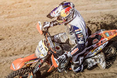 Antoine Méo rides during the Enduropale in Le Touquet, France on February 9, 2014.