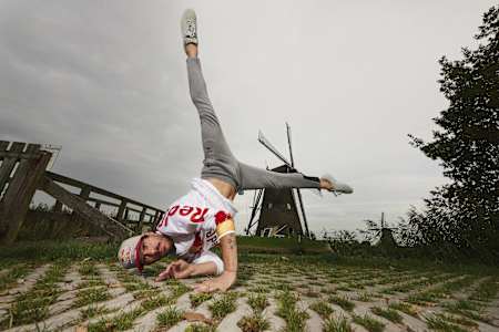 B-Boy Cico performing the windmill