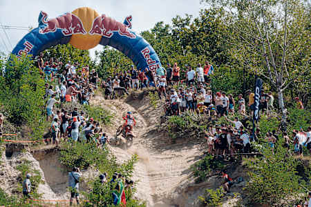 Manuel Lettenbichler performs during the fourth offroad day of Red Bull Romaniacs in Sibiu, Romania on July 27, 2024. 