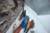 Bernhard Hug testing the snow stability during Red Bull Der Lange Weg near Maiern, Italy on March 30, 2018.