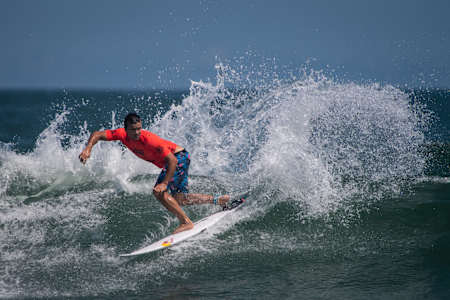 Julian Wilson of Australia competes in the ISA World Surfing Games in Miyazaki, Japan on September 10, 2019.