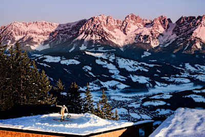 BMX Flatland star Matthias Dandois seen during the filming of the Kitzbühel Spin-Off in Kitzbühel, Austria on January 13, 2022.