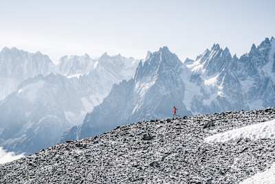 La spécialiste de l'ultra-trail Fernanda Maciel court à Chamonix, près du Mont-Blanc en août 2018.