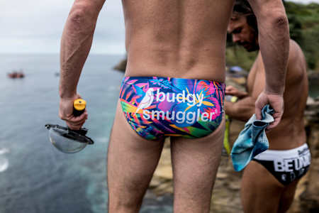 Blake Aldridge prepares to film Todor Spasov while practising on Islet Franca do Campo during the second stop of the Red Bull Cliff Diving World Series at São Miguel, Azores, Portugal on July 7, 2017.