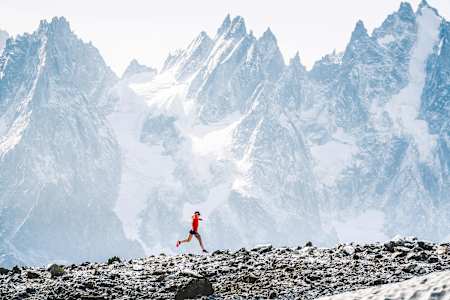 Fernanda Maciel runs in Chamonix, close to Mont-Blanc, in France, right before the 2018 Ultra Trail Mont Blanc. August 27, 2018.