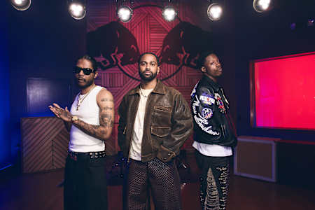 Big Sean, Ab-Soul and  Joey Bada$$ at Red Bull's recording studio.