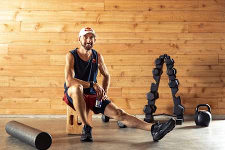 Terry Adams works out at his home gym in Hammond, LA in 2024